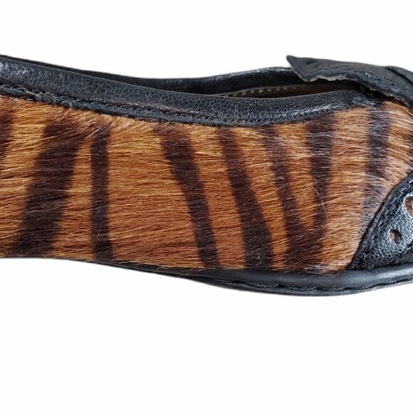Born Black & Animal Print Leather Kilty Flats - Picture 5 of 9